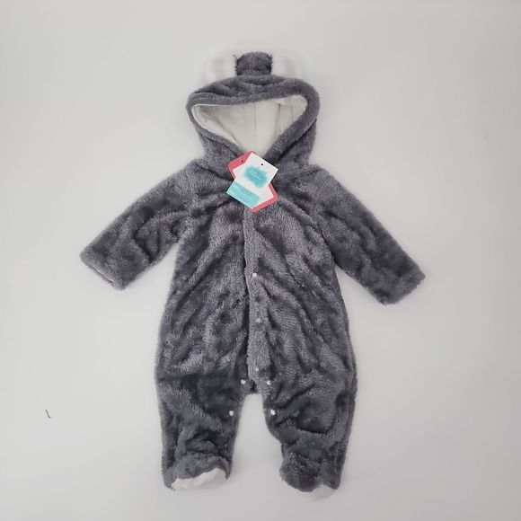 Littlechic Boutique Other - Baby gender neutral unisex hoodie footie long sleeve bear snap jumpsuit